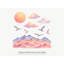 Sunset Ombre Mountain Wall Decals, Set of 10 Peel and Stick Nursery Wall Stickers, Satin Finish Removable Kids Room Wall Art, 20"W x 20"H (50 x 50 cm)-676870053
