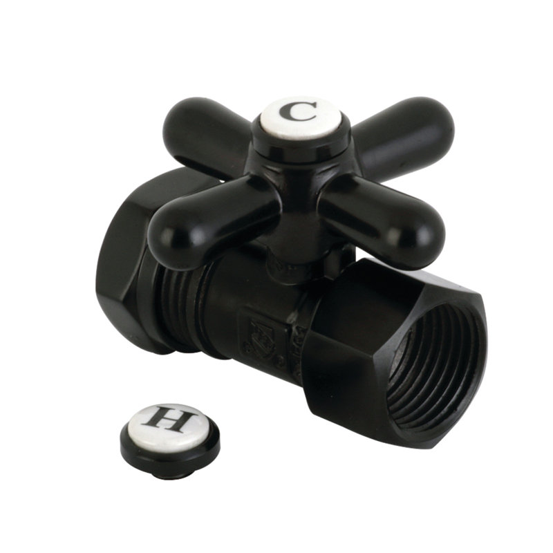 Kingston Brass Vintage 1/2-Inch FIP x 1/2 or 7/16-Inch Slip Joint Quarter-Turn Straight Stop Valve