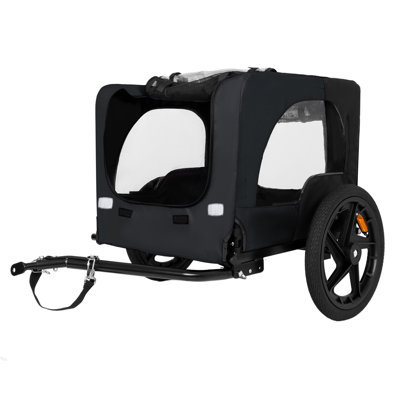 Outdoor Heavy Duty Collapsible Pet Bike Trailer with 16-Inch All-Terrain Wheels & Universal Hitch – Foldable Dog/Cargo Carrier Cart for Bicycles, black