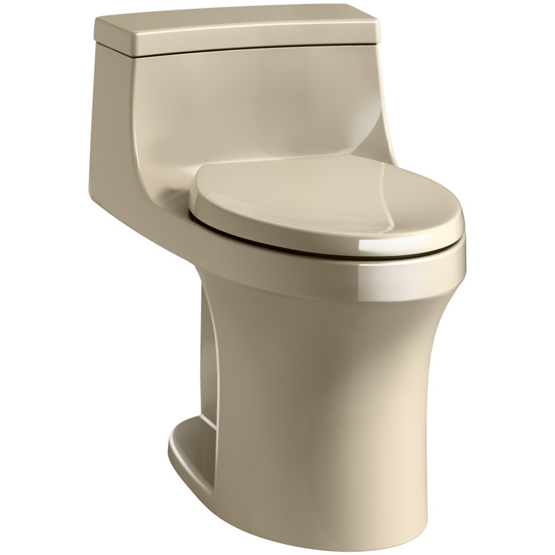 San Souci 1.28 GPF Elongated One-Piece toilet (Seat Included), Mexican Sand, Right-Hand