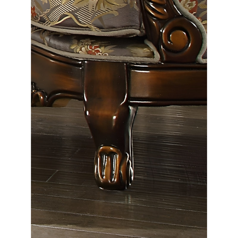 Dark Red Mahogany Carved Chair with Antique Gold Details