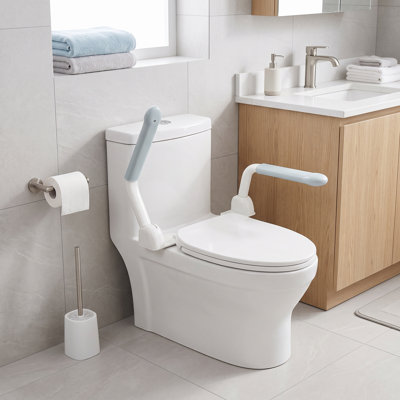Barrière de sécurité pour toilette avec poignées rabattables - Cadre de sécurité pour personnes âgées d'une capacité de 450 lb