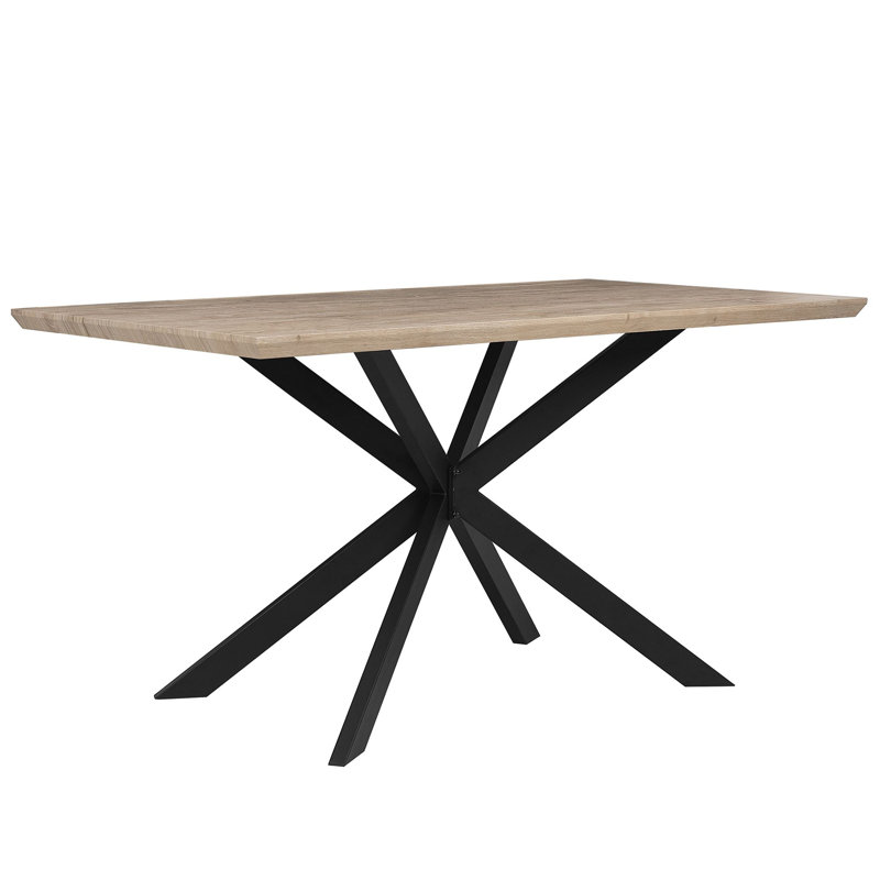 Swansea Metal Base Dining Table, Light Wood