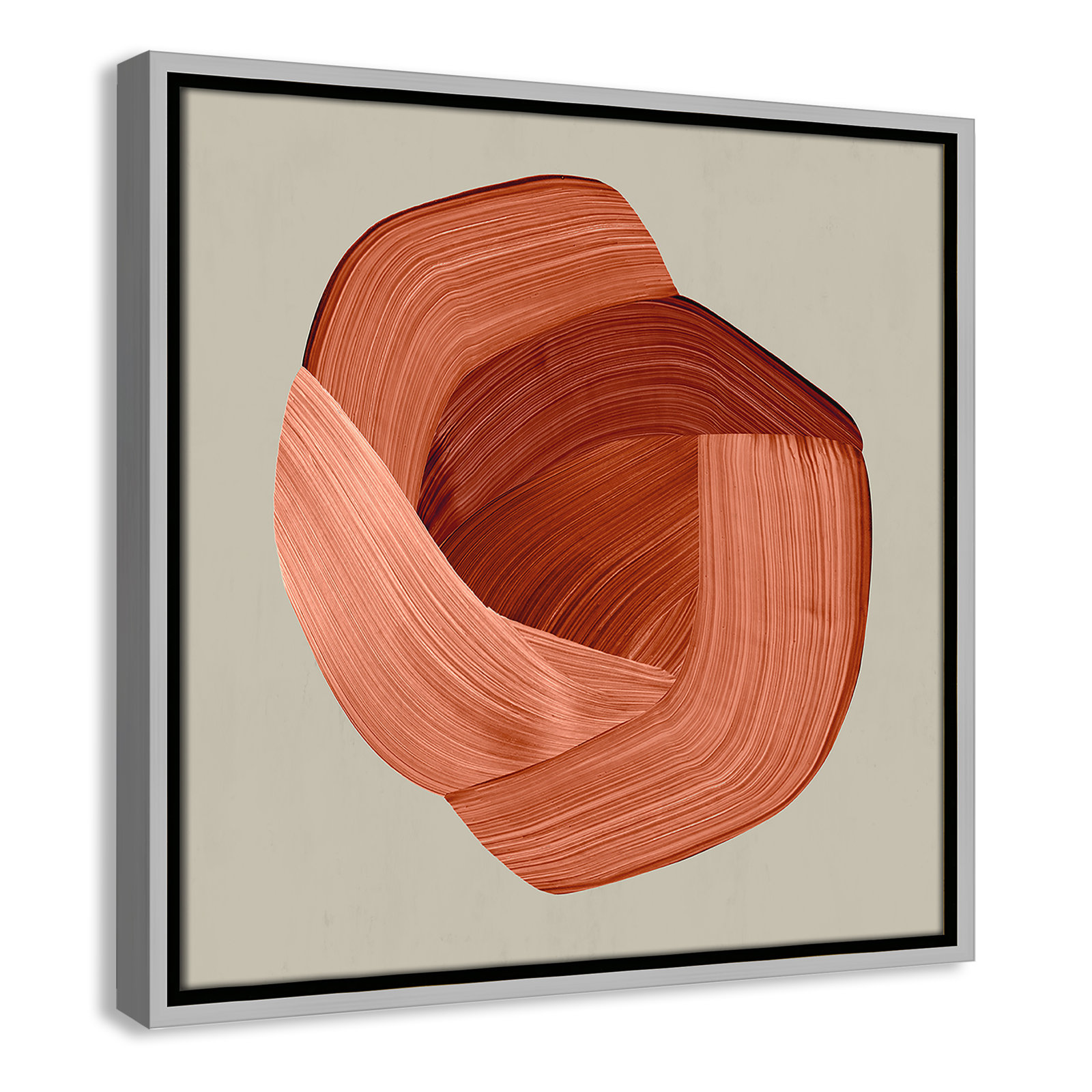 Crema - Floater Frame Painting Print on Canvas, 17.5" H x 17.5" W x 2" D, Silver Framed