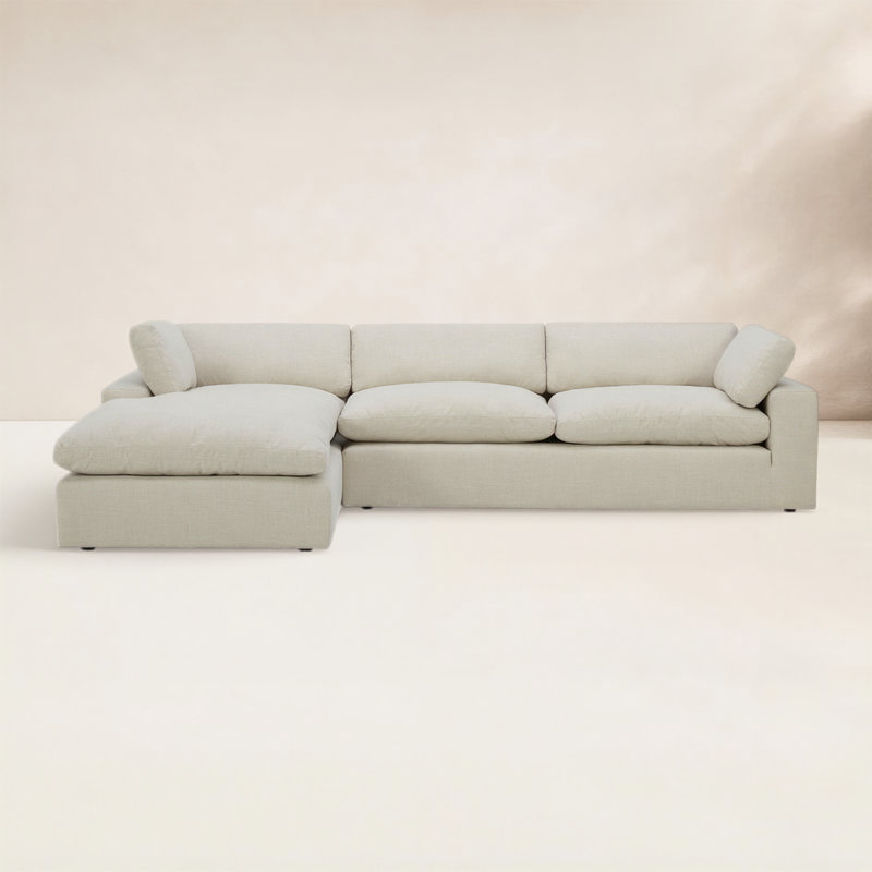 Asher 2-Piece Upholstered Chaise Sectional, Effie Linen Performance Linen, Left Hand Facing