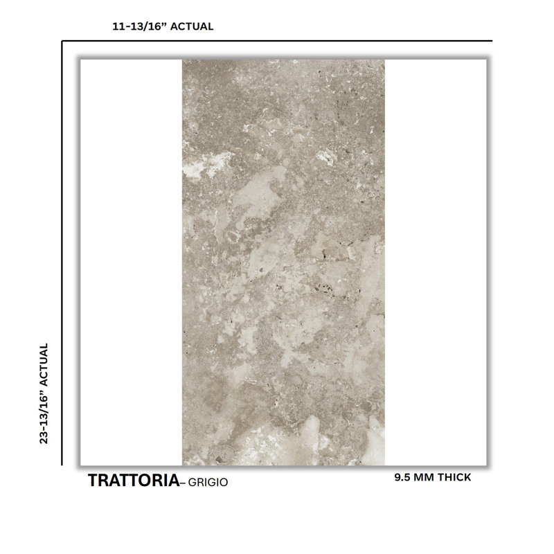 Tratorria 12" X 24" Porcelain Stone Look Tile, Grigio 