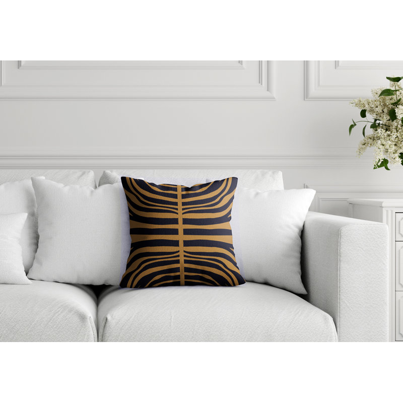Housse de coussin d'intérieur à motif zébré abstrait noir et brun Hunter, 20 po X 20 po