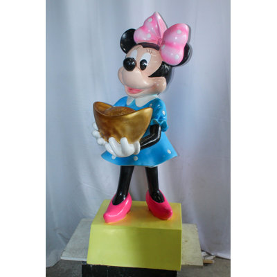 Cartoon Mouse Character Holding Gold Ingot Resin Sculpture 36H 25" x 25" x 58"H