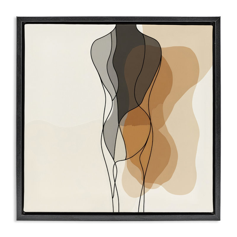 Cadre flottant Earthy Neutrals, design par LSR Creative Studio, Cadre flottant noir de jais, H 18 po x l 18 po