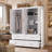 63" W 4-Door Wardrobe Armoire with 4 Drawers, Hanging Rod & Interior Shelves