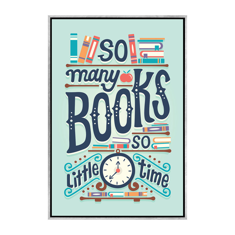 «So Many Books» par Risa Rodil - reproduction d'art textuel, H 60 po x l 40po x P 1,5 po, Pas de tapis