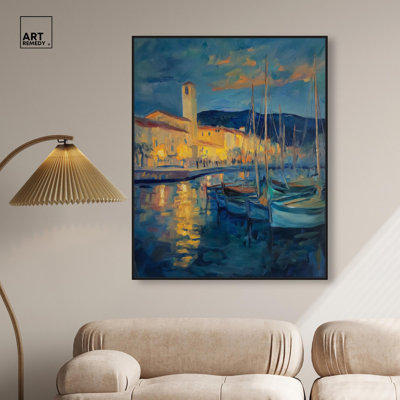 Harbor Lights Canvas Nautical Landscape by Art Remedy