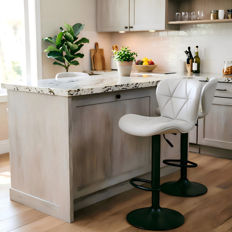 Swivel Adjustable Height Modern Bar Stools with Metal Frame, Gray
