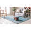 Tapis bleu / gris en polypropylène tissé à la machine à motif oriental Craighead-245232083