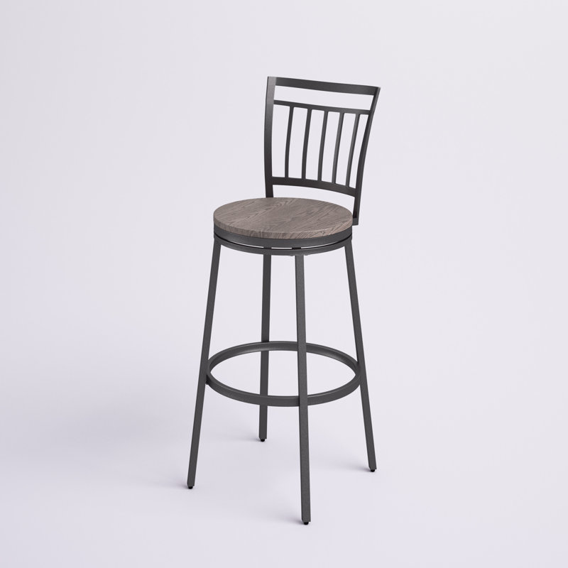 Kanagy Swivel Counter Stool with Metal Frame, Counter Stool (25" Seat Height), Dark Driftwood