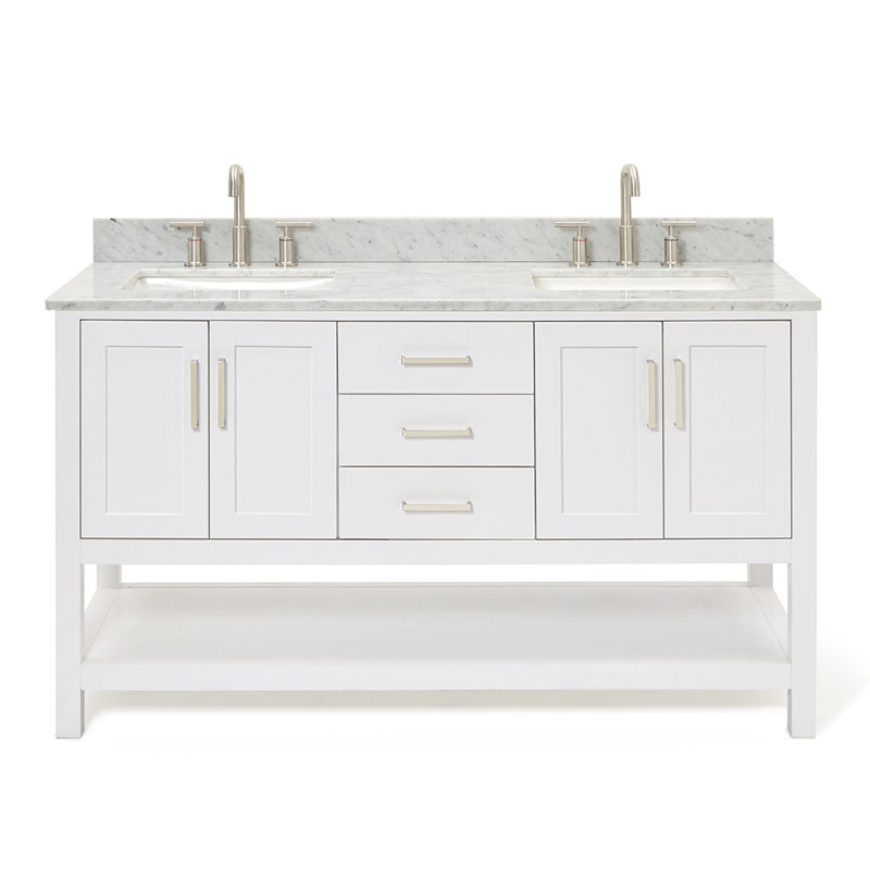Magnolia Bath Vanity Rectangular Basin S073DCW2R, White, Rectangle ,  73"