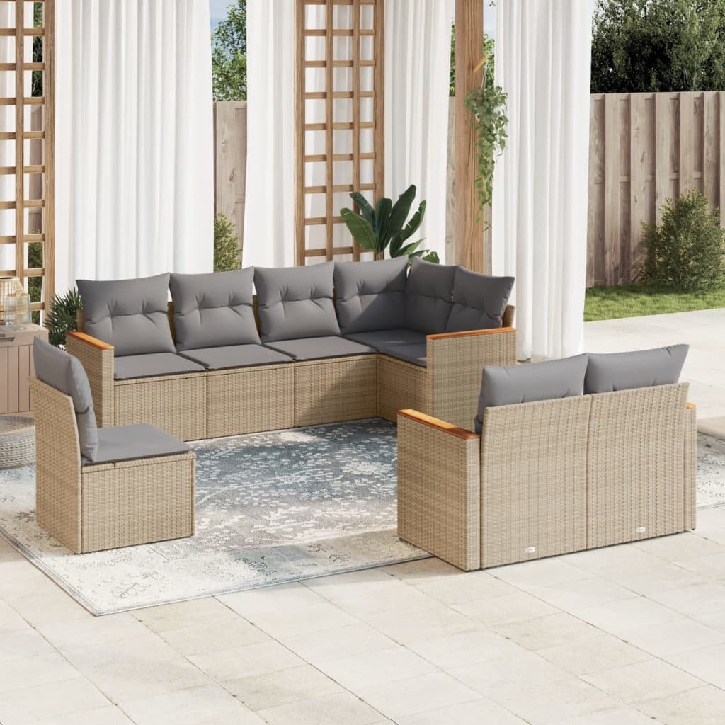 Vidaxl 8-Tlg. Garten-Sofagarnitur Mit Kissen Schwarz Poly Rattan 13