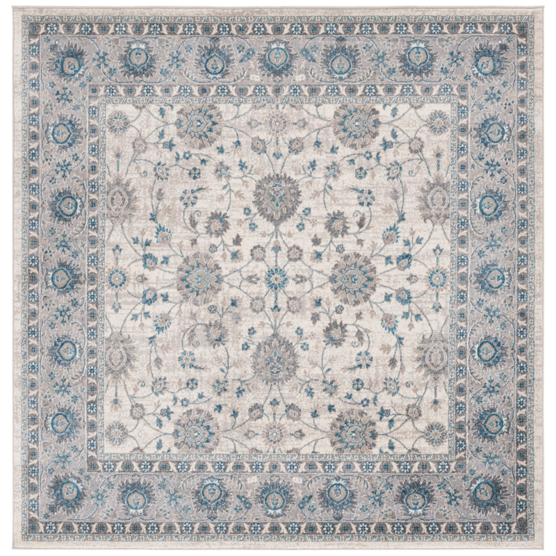 Eileen Oriental Ivory/Blue Area Rug, Square 6'7"