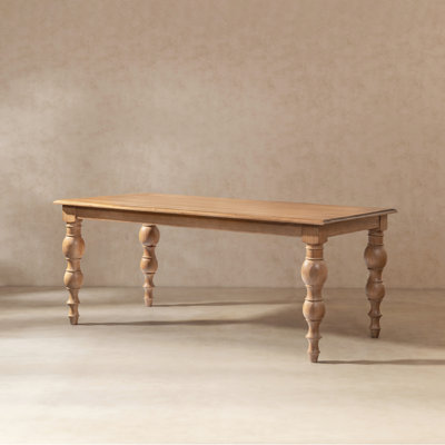 Rosalie 72" Reclaimed Pine Turned-Leg Dining Table, Natural Brown, Natural Brown Reclaimed Pine