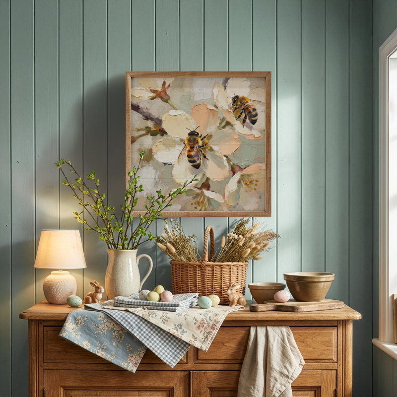 Deux abeilles occupées, H 4 po x l 4 po