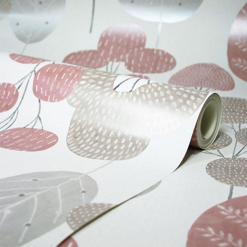 Elvana 10m x 52cm Textured Wallpaper Roll, Blush
