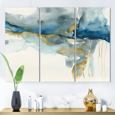 «Through the sapphire bleu nuages», reproduction sur toile 3 pièces