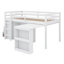 Lit mezzanine avec armoire à tiroirs intégrée, étagère et bureau coulissant-1197228079