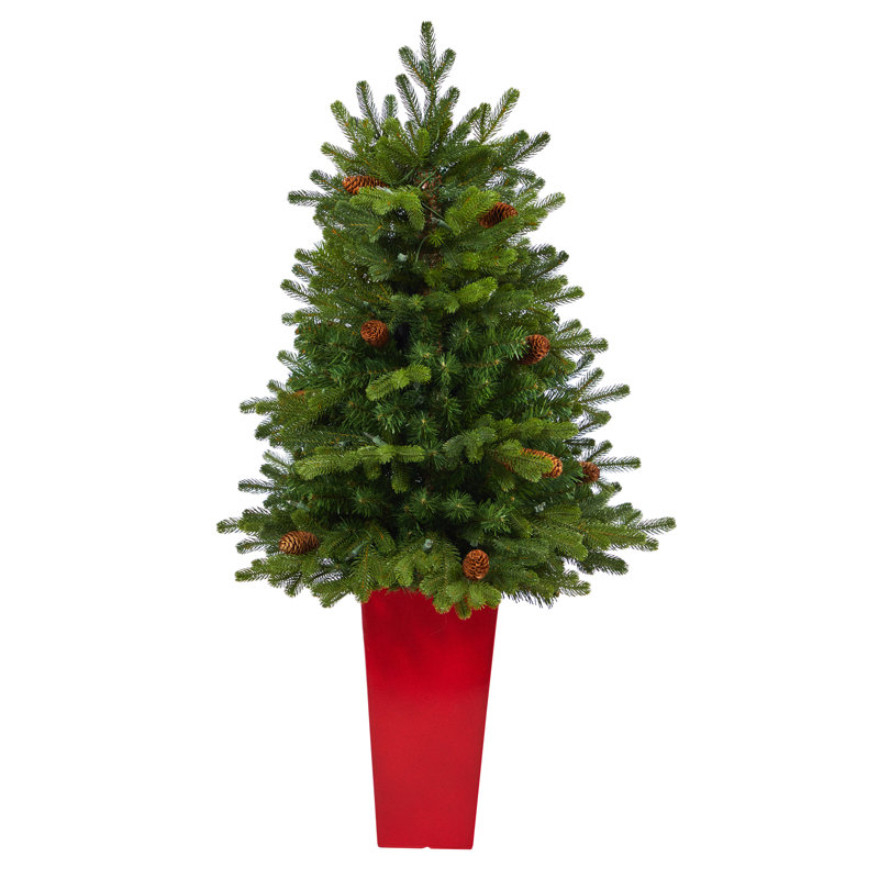 Sapin de Noël artificiel vert avec lumières claires Yukon Mountain, H 3,5 pi