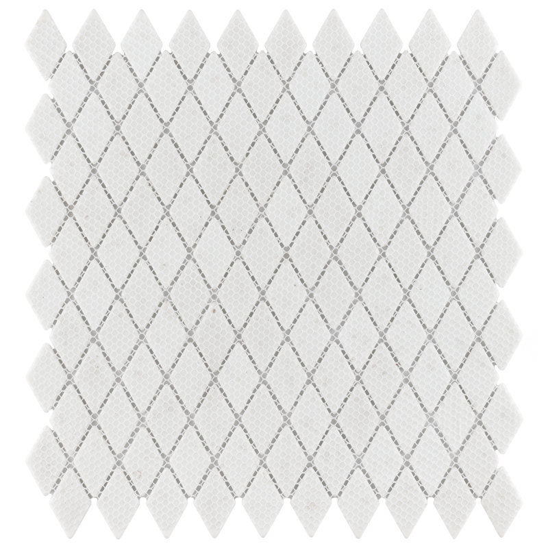 Expressions Beveled Diamond White 11-5/8" x 12" Glass Mosaic Tile