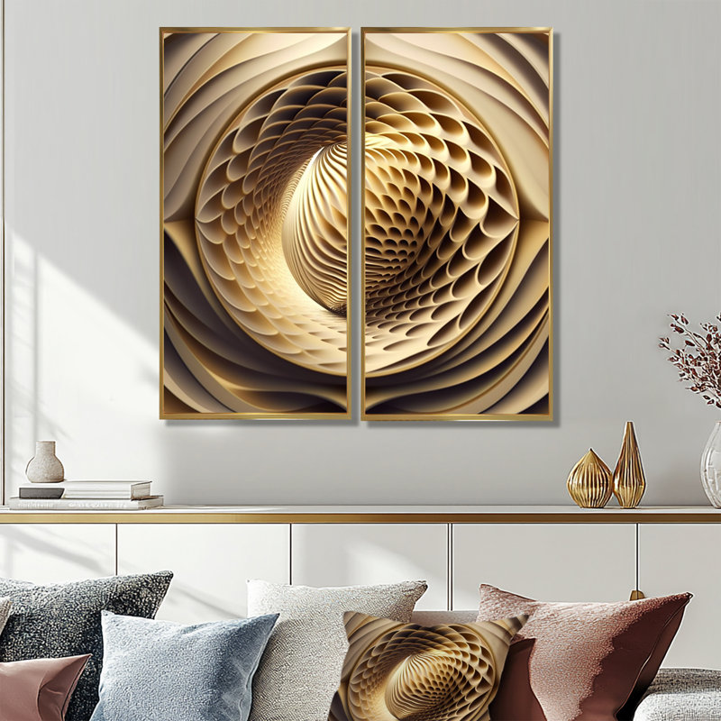 Impression sur toile Op-Art Retro Gold, 40" H x 40" W, Impression encadrée flottante, Gold