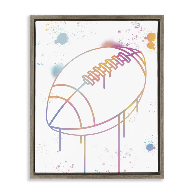 Cadre flottant Graffiti Football, par Marcus Prime, H 31 po x l 25 po, Cadre flottant orme Montalcino