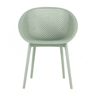 Été - Ensemble de 2 chaises longues modernes - Plastique PP intérieur / extérieur toutes saisons, léger pour patio, plage, salon (vert pâle)
