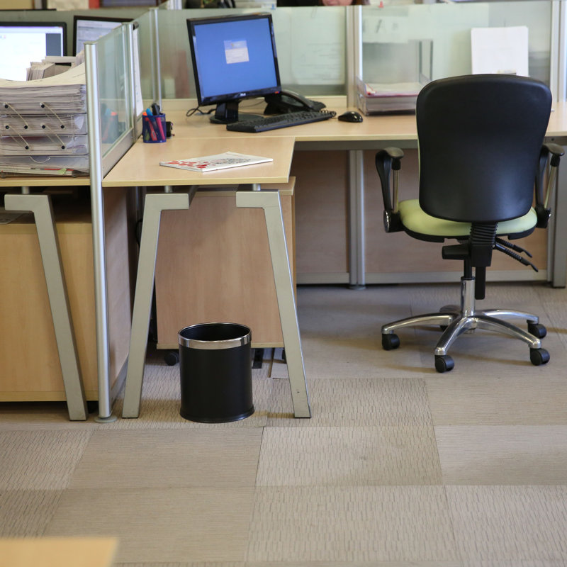 Black Stainless Steel Cylinder Office Waste Basket