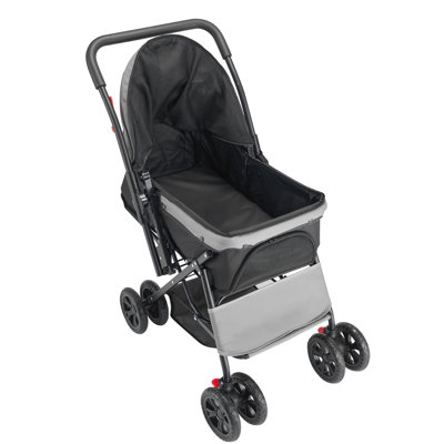 Pet Stroller Foldable 4 Wheels Travel Dog Stroller Reversible Handle Up To 44Lbs