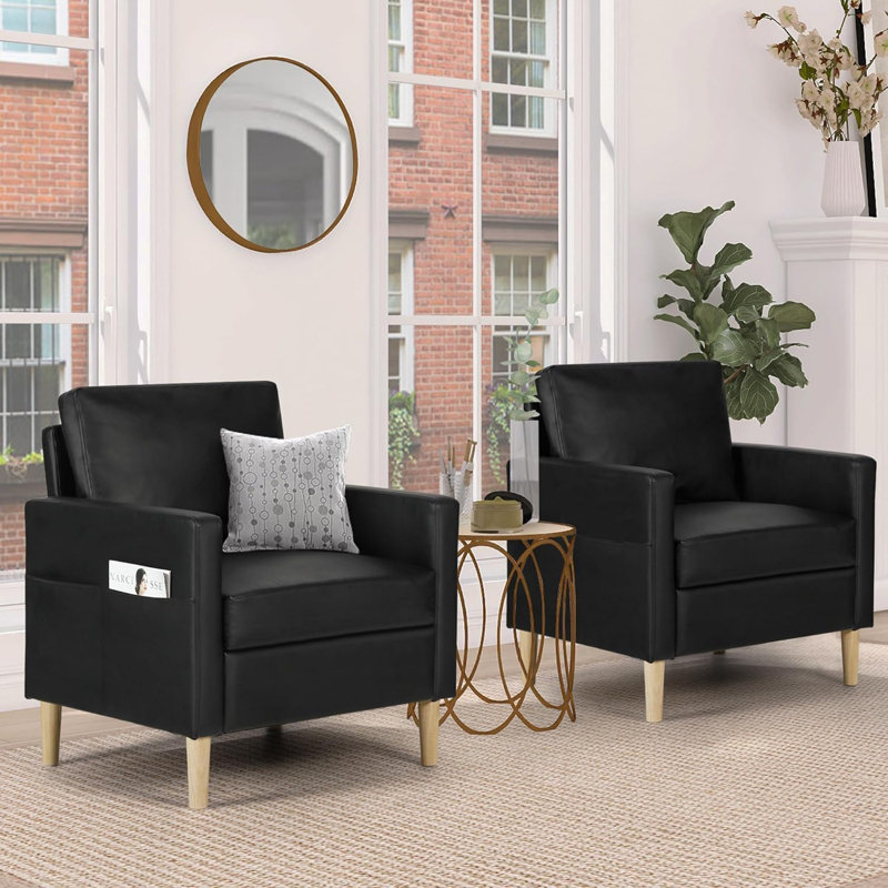 Fauteuil rembourré en similicuir 28 po
