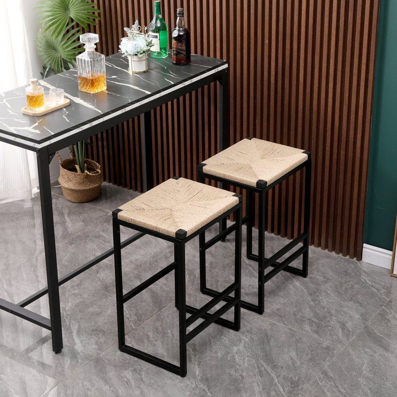 Ensemble de 2 tabourets de bar sans dossier pour corde de papier pour comptoir de cuisine