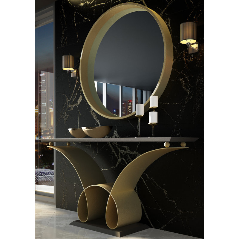 Saphire C11-07 avec Miroir, H 31,5 po x l 47,24 po x P 15,75 po, Or - mat, Noir - mat