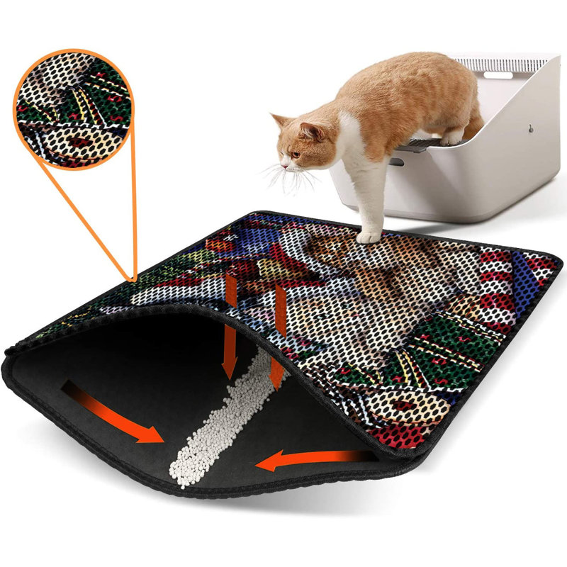 Premium Cat Litter Mat, 18 x 24 inches | 50% PVC / 50% Polyester, Machine Washable & Vacuum Friendly | Durable, Easy-Clean Design for Pet Owners | Protect Your Floors from Litter Messes