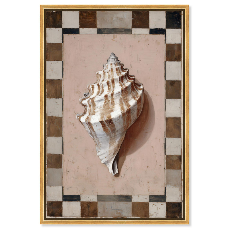 «Spiral Shell I», impression sur toile, art bohème côtier par Art Remedy, cadre doré, 24 x 36, H 37 po x l 25 po
