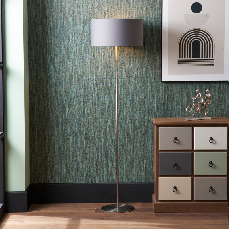 Sundari 159cm Traditional Floor Lamp, Gray, Brushed Silver