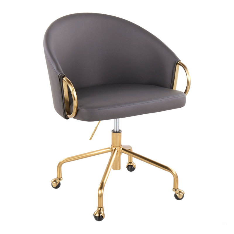 Chaise de travail contemporaine en métal doré, Gris