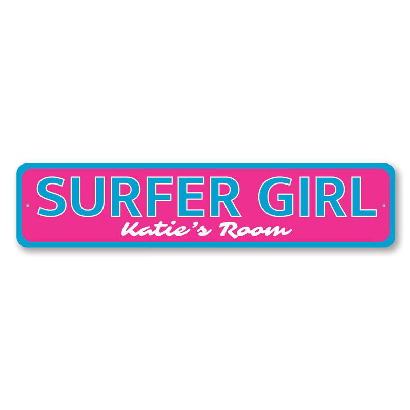 Enseigne en aluminium Surfer Girl, H 4 po x l 18 po x P 0,04 po
