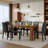 Table And Chair Set. 71 × 31.5 Inch Walnut Wood Grain Dining Table, Paired With A Set Of 8 Black Pu Dining Chairs. 1 Table, 8 Chairs, Home Dining Table And Chair Combination.-824893244-824893241