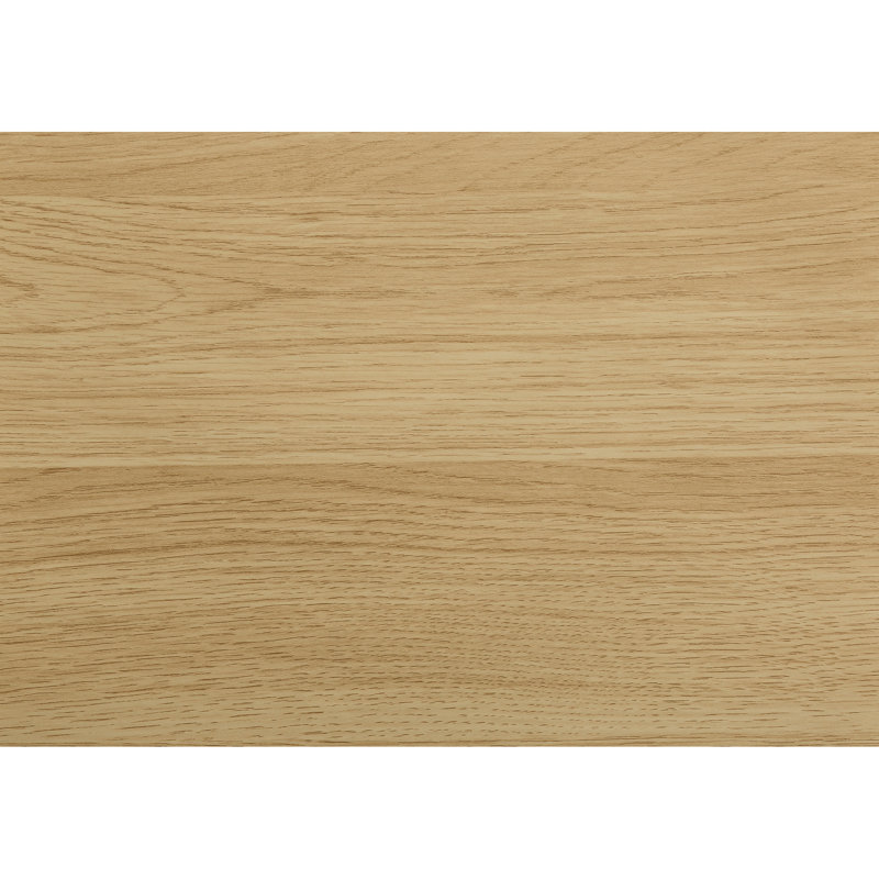 Table d'appoint moderne avec rangement, finition stratifiée naturelle et structure en métal blanc, compartiment décoratif contemporain, design pour chambre à coucher.