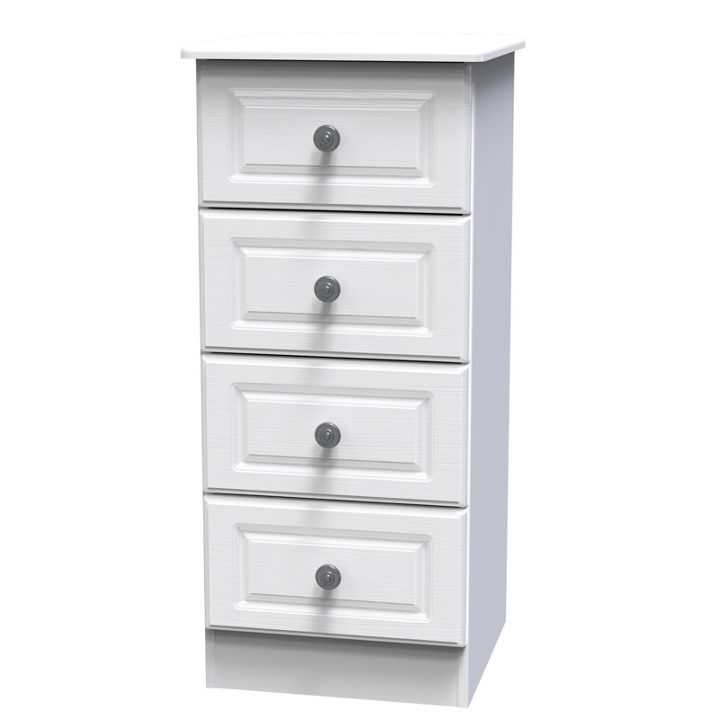 Fully Assembled Argyle 4 Drawer 41.5cm W Chest of Drawers, White