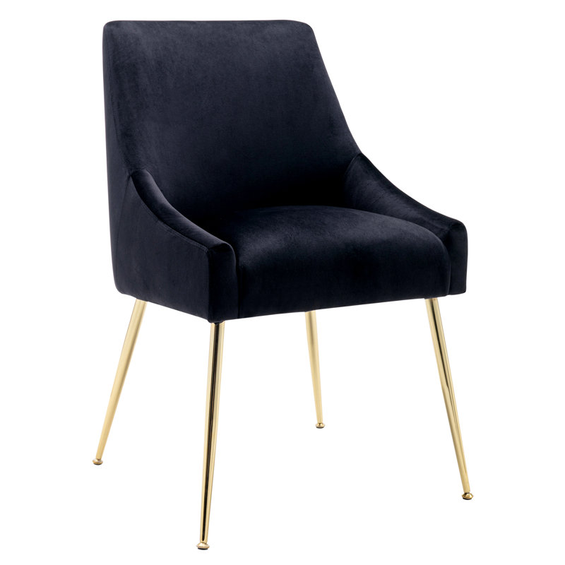 Koblas Velvet Accent Chair, Black Velvet