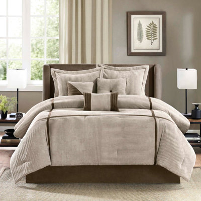 7 Édredon pour grand lit en velours côtelé taupe 7