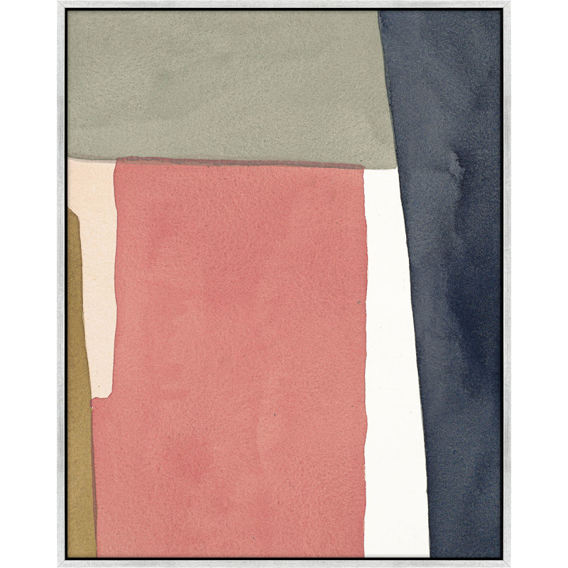 Warm Pink And Indigo by Julia Balfour, Silver Framed Canvas, 20" H x 16" W x 1.4" D