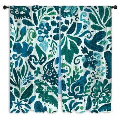 Floral Botanical Pattern Window Curtains Leaves Sheer & Room Darkening - 2 Panels