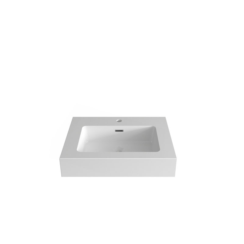 Bassin intégré à surface solide SANS drain et robinet, couleur blanc brillant